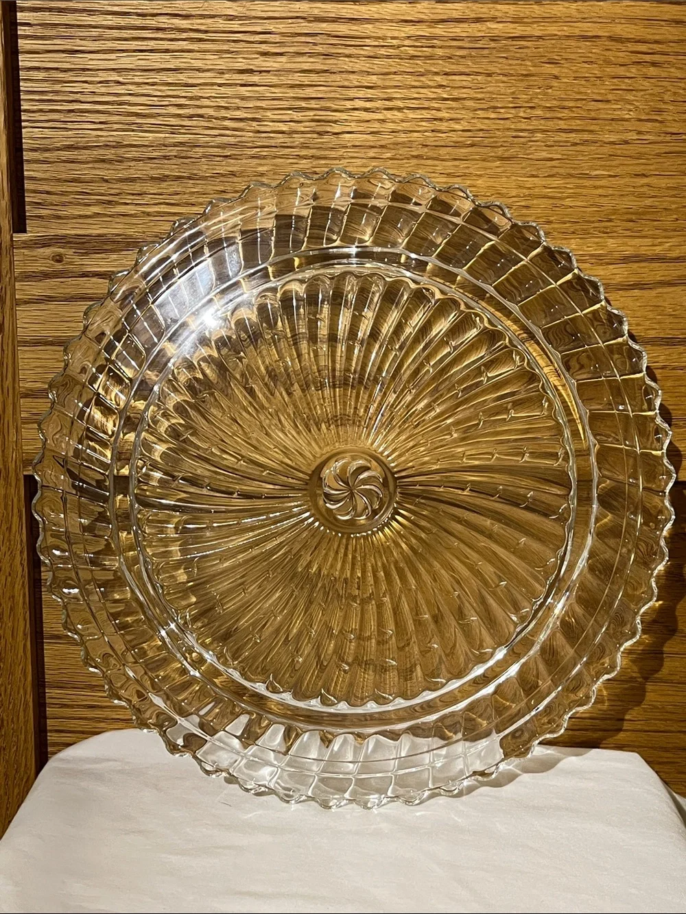 Clear Glass Serving Platter - Elegant Swirl Design